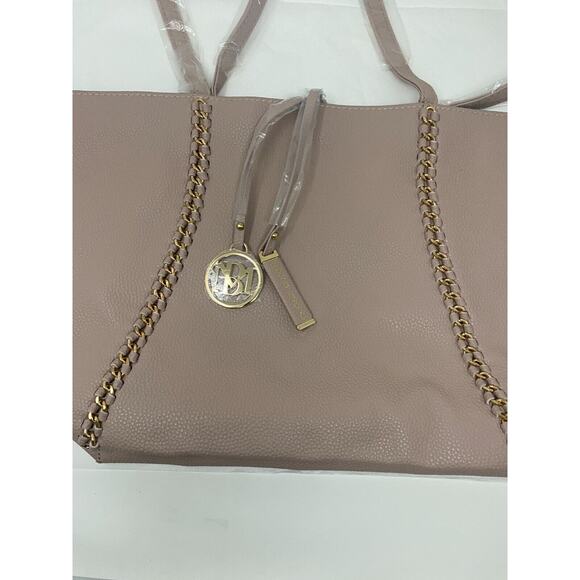NWT Badgley Mischka Women's Large Decorative Chain Tote Taupe - Picture 7 of 11